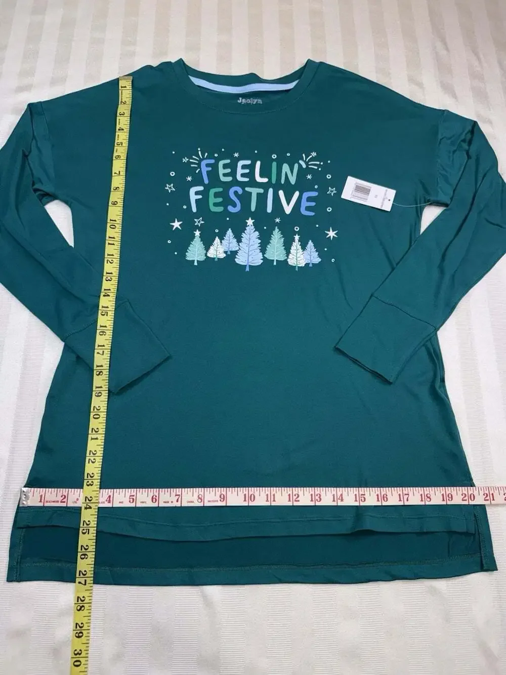 Jaclyn New York Women’s XS Feelin’ Festive Christmas Long Sleeve Sleep Shirt NWT